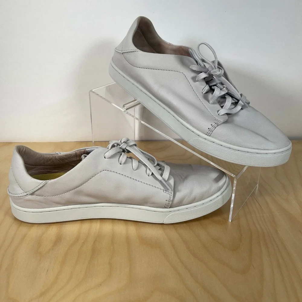 OluKai Pehuea Li Ili Women's Leather Sneakers Light Gray‎ Casual Shoes